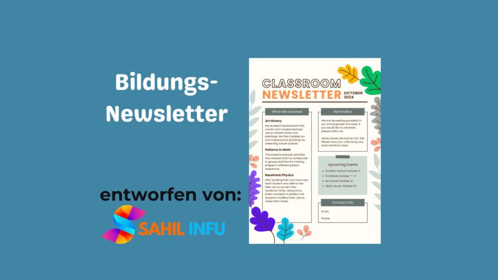 Klassenzimmer-Bildungs-Newsletter Autumn Leaves Style Ai-Datei kostenlos herunterladen